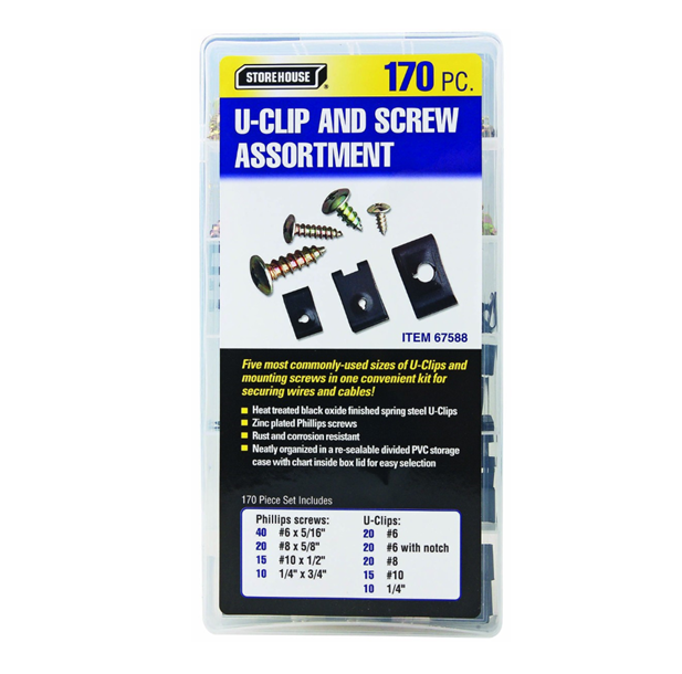 36-182 170 Piece U-Clip & Screw Assortment