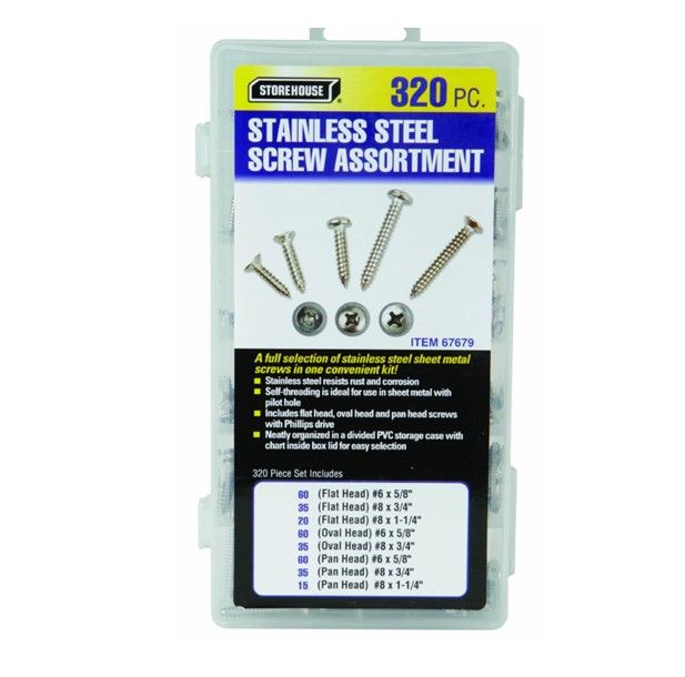 36-183 320 Piece Stainless Steel Sheet Metal Screw Assortment